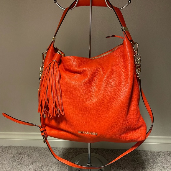 Michael Kors red orange shoulder handbag with tassel - Picture 1 of 1